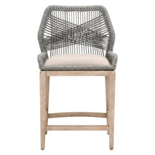 Gray Mahogany Counter Stool with Linen-Blend Upholstery and Footrest