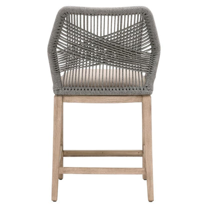 Gray Mahogany Counter Stool with Linen-Blend Upholstery and Footrest