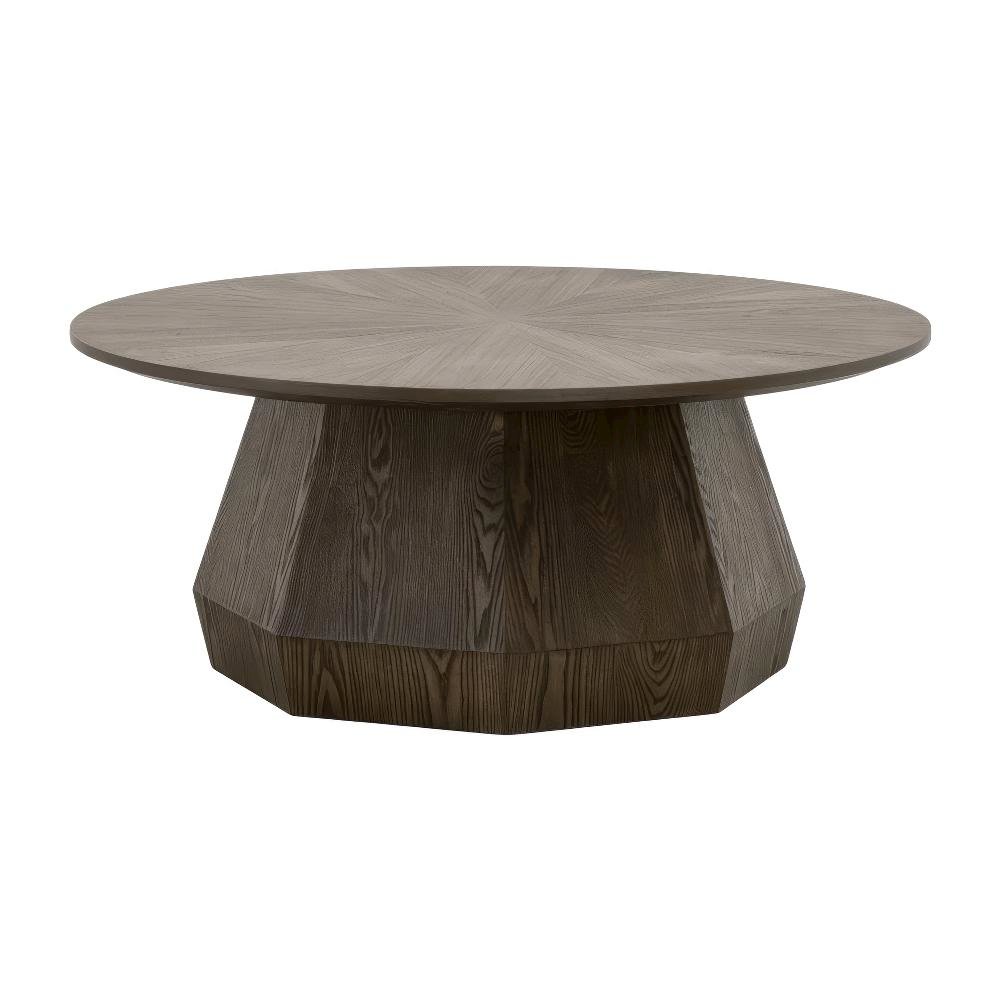Brown Transitional Coffee Table with Burnished Frame MDF and Ash Veneer