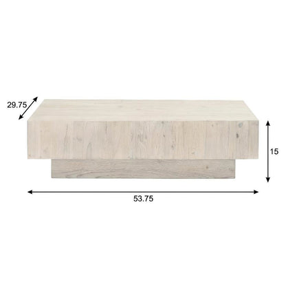 White Transitional Coffee Table Solid Reclaimed Pine Wood Durable Design