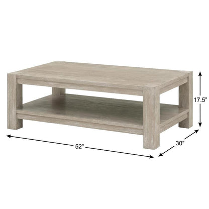 Gray Coffee Table with Beech Wood Frame and Single Shelf Storage