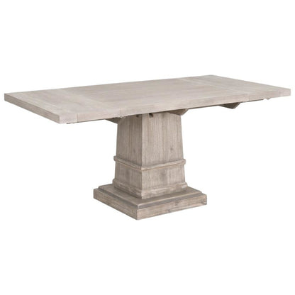 Solid Acacia Dining Table with Extension Leaf and Natural Gray Finish