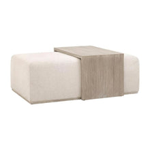 White Upholstered Coffee Table with Dovetail Design and Mixed Wood Frame