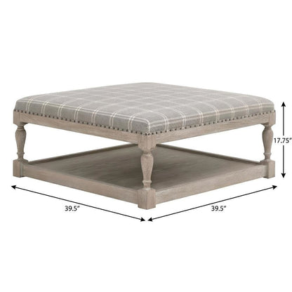 Gray Upholstered Coffee Table with Solid Ash Wood Frame and Foam Cushion