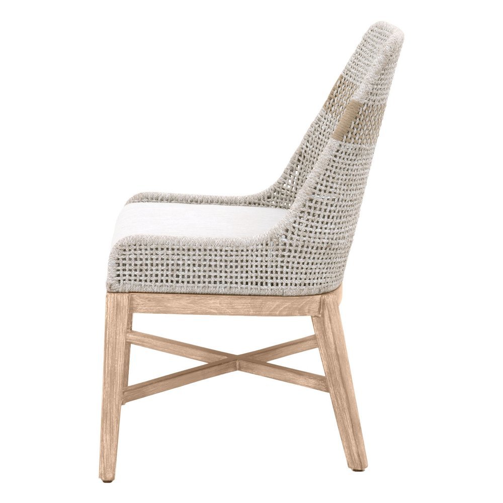 Gray Woven Chair Pair with Mahogany Frame, Accent Chairs Set of 2 Indoor