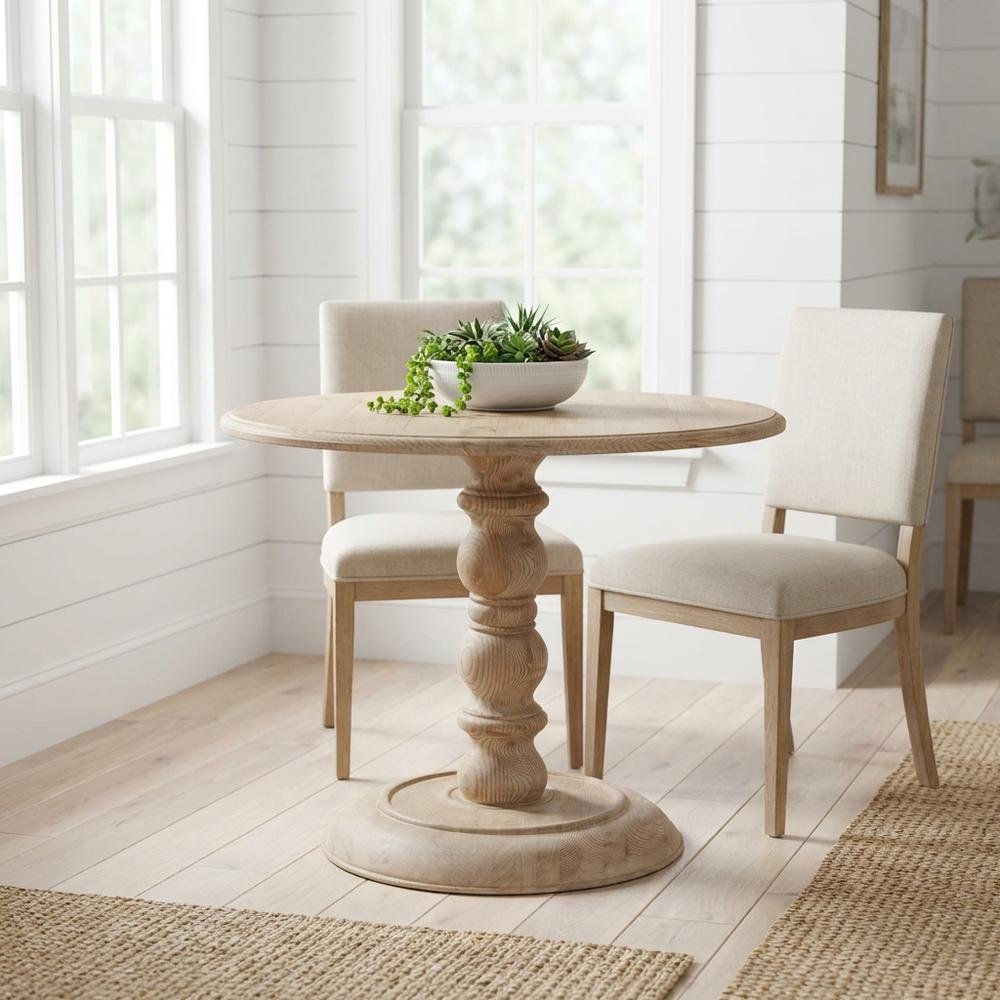 Reclaimed Pine Dining Table with Solid Wood Finish and Transitional Style