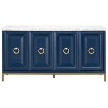 Media Sideboard White, Marble Top, Wine Racks, Steel Base