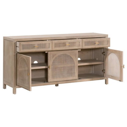 Gray Wood Buffet Cabinet – Bar Cabinet with Storage and Sideboard Design