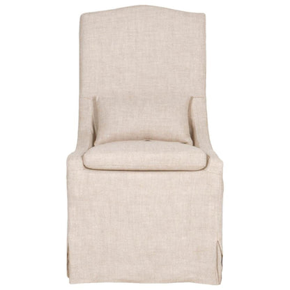 Beige Upholstered Dining Chair Set of 2 – Linen Dining Room Chairs, Armless
