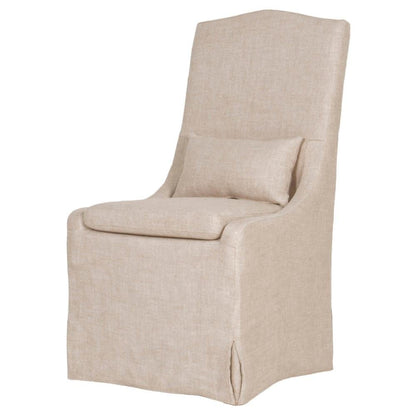 Beige Upholstered Dining Chair Set of 2 – Linen Dining Room Chairs, Armless