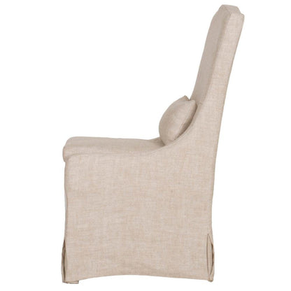 Beige Upholstered Dining Chair Set of 2 – Linen Dining Room Chairs, Armless