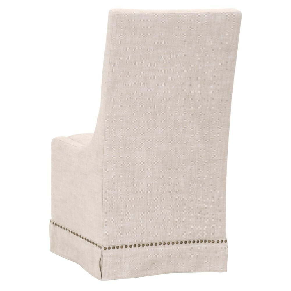 Beige Dining Chair 2-Piece Set, Stain-Resistant Fabric, Nailhead Trim