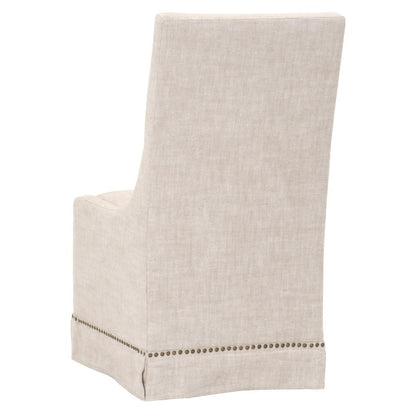 Beige Dining Chair 2-Piece Set, Stain-Resistant Fabric, Nailhead Trim