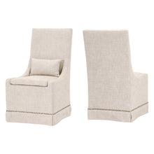 Beige Dining Chair 2-Piece Set, Stain-Resistant Fabric, Nailhead Trim