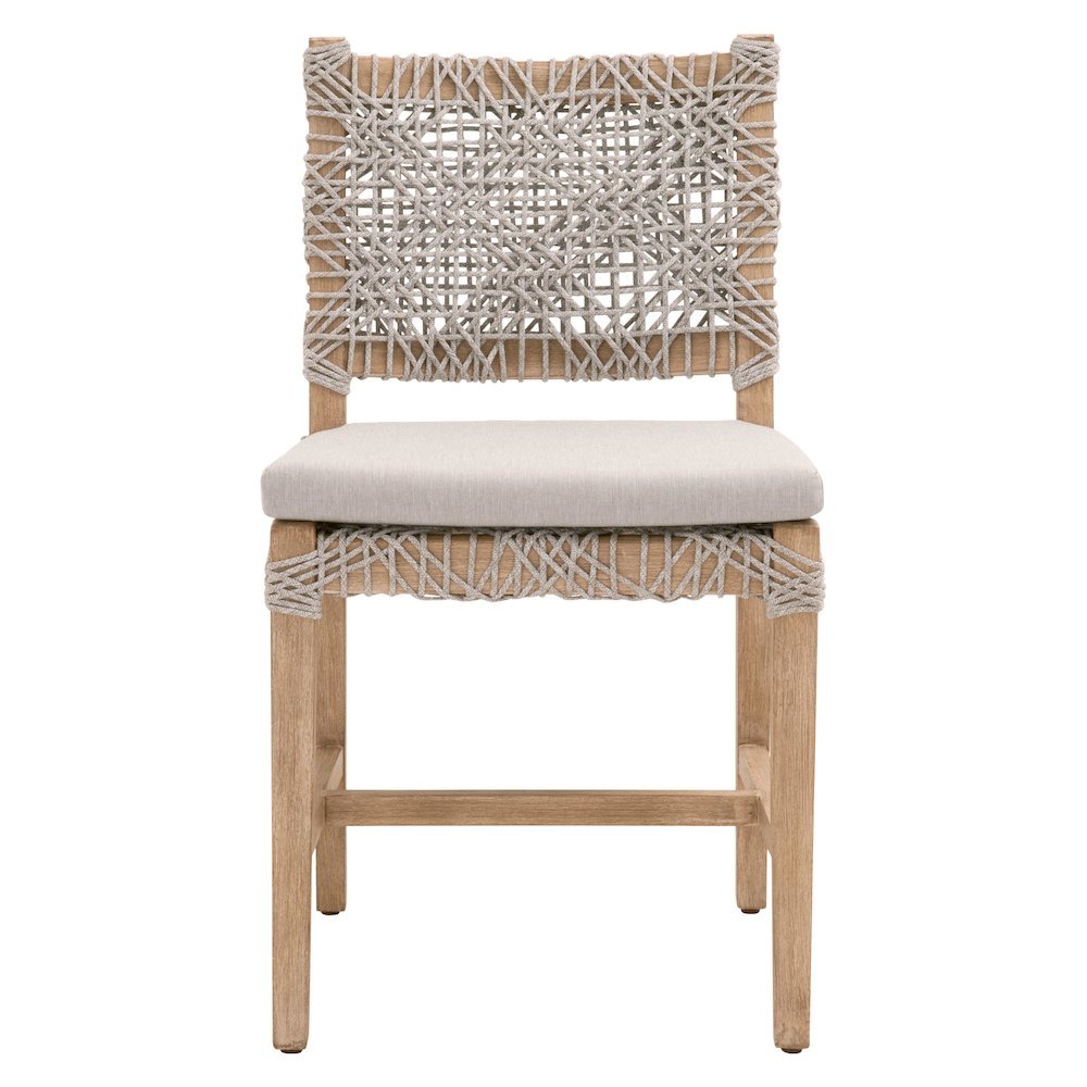 White Dining Chair 2-Piece Set, Solid Mahogany, Rope Design