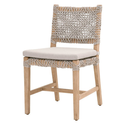 White Dining Chair 2-Piece Set, Solid Mahogany, Rope Design