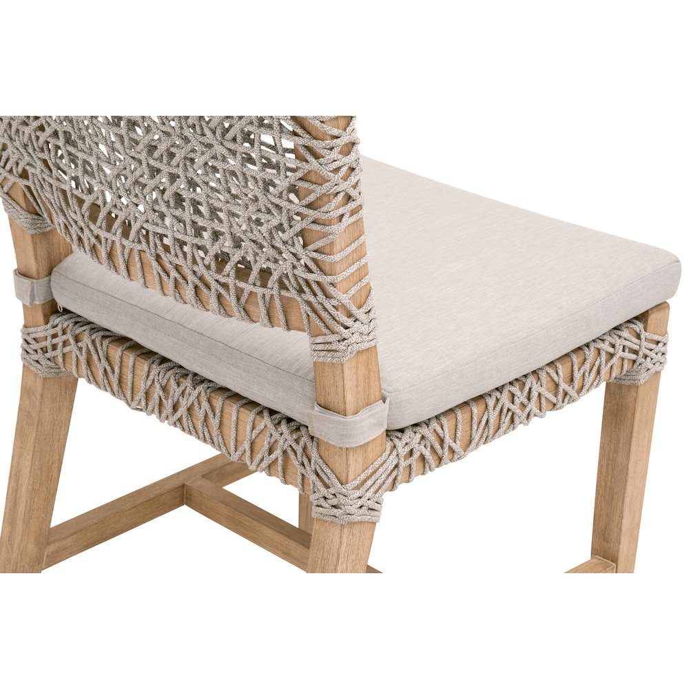 White Dining Chair 2-Piece Set, Solid Mahogany, Rope Design