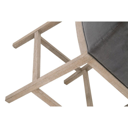 Gray Counter Stool, Solid Oak Wood Base, Velvet Cushion