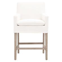 White Counter Stool, Solid Oak Base, Removable Slipcover