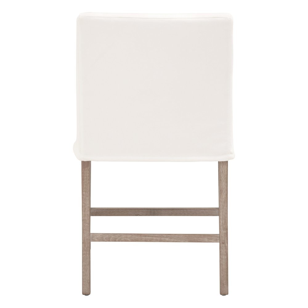 White Counter Stool, Solid Oak Base, Removable Slipcover