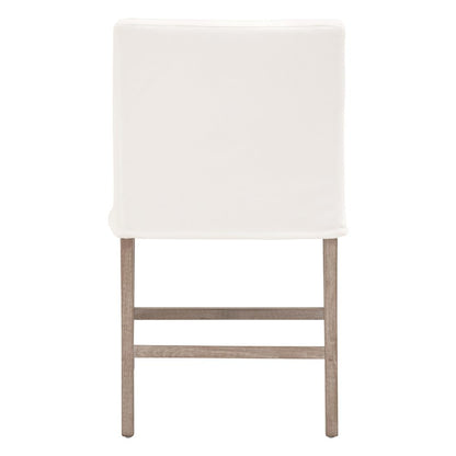 White Counter Stool, Solid Oak Base, Removable Slipcover
