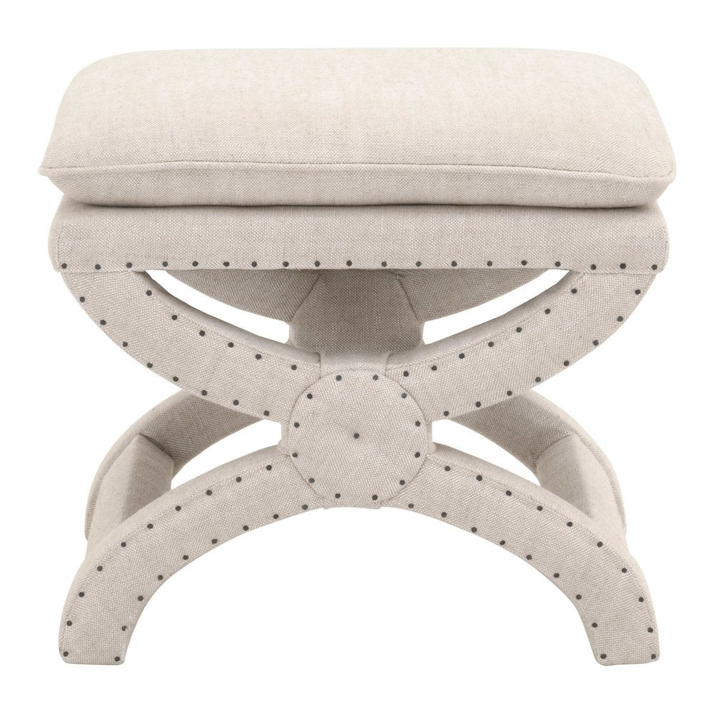 Ottoman Beige, Pillow-Top Seat, Curved X-Base