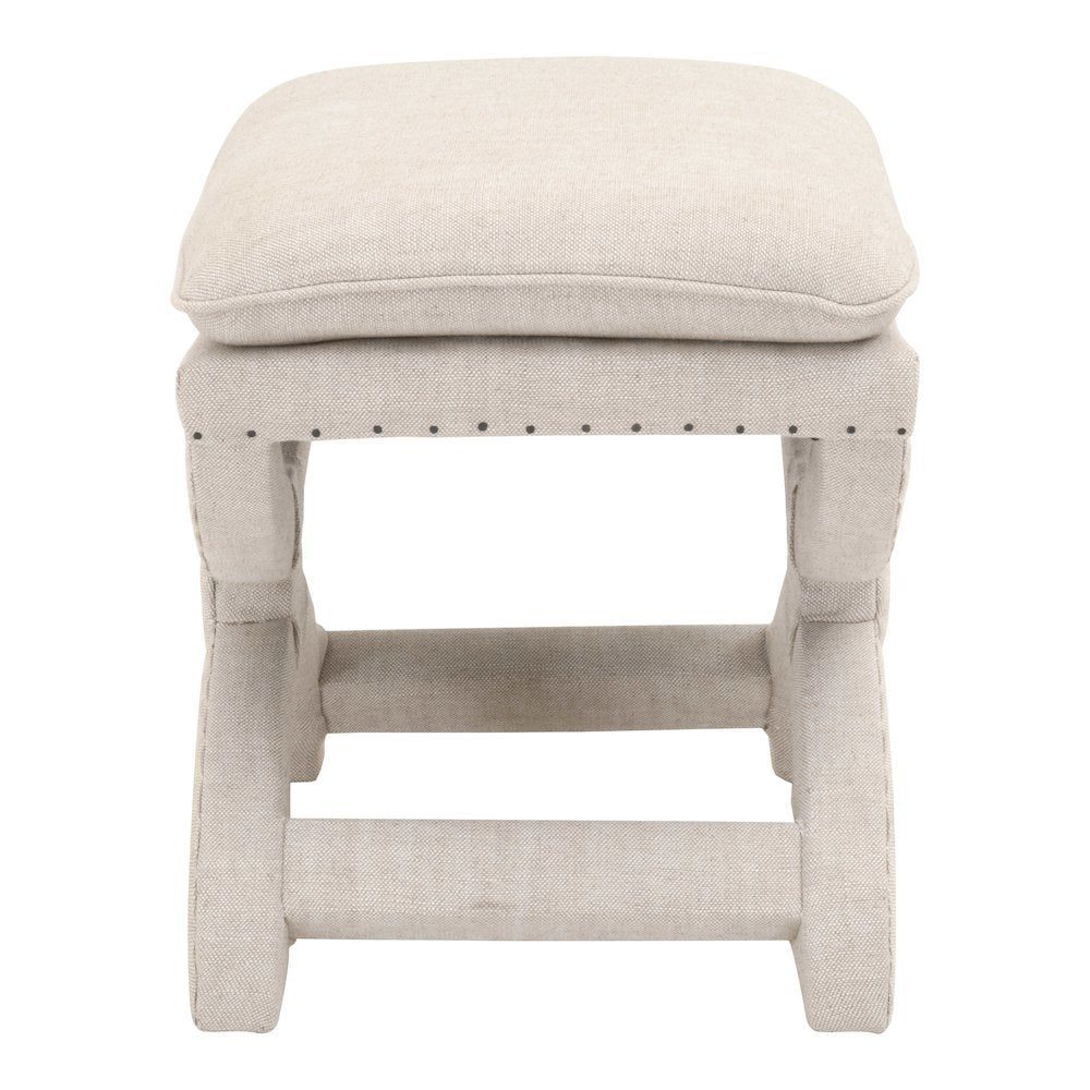 Ottoman Beige, Pillow-Top Seat, Curved X-Base