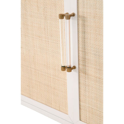 White Buffet Cabinet with Storage – Rattan Sideboard Cabinet for Bar Use