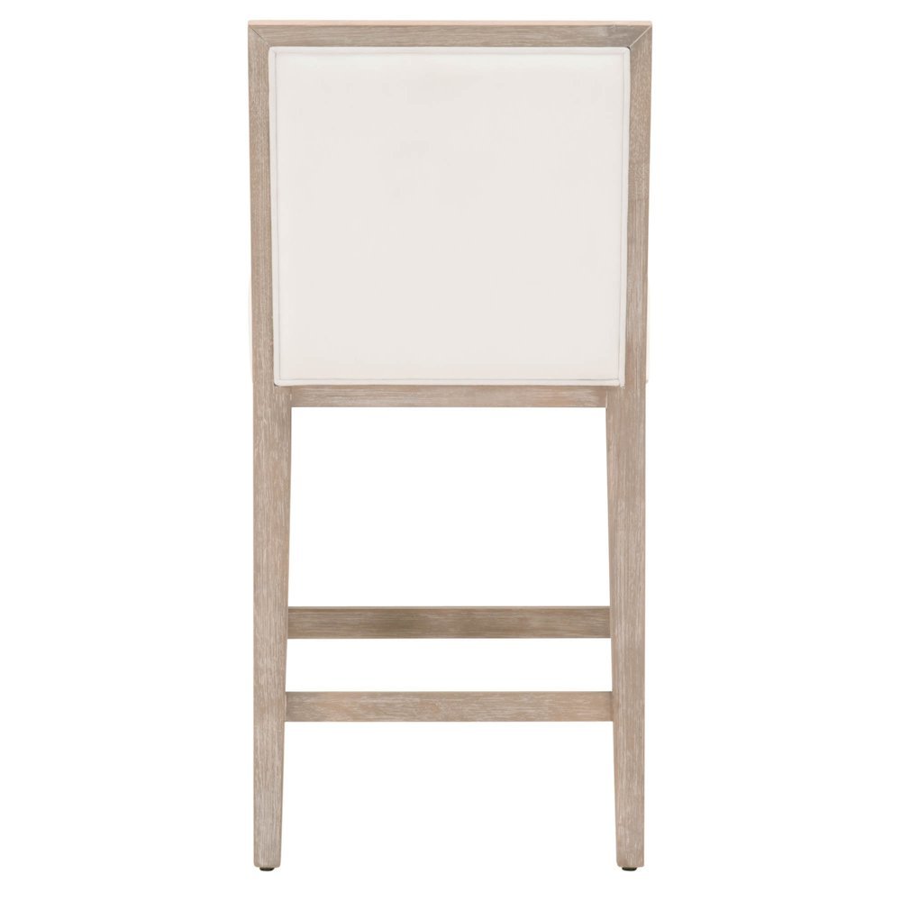 White Counter Stool 2-Piece Set, Upholstered, Rubberwood Frame