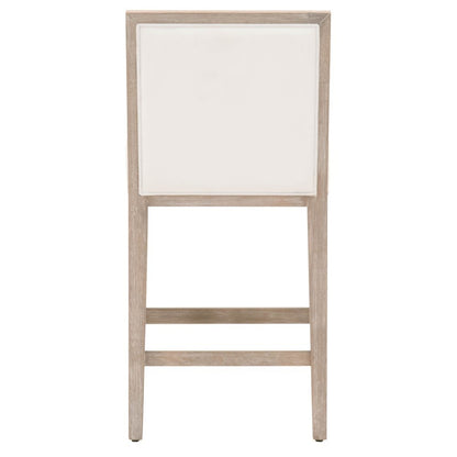 White Counter Stool 2-Piece Set, Upholstered, Rubberwood Frame