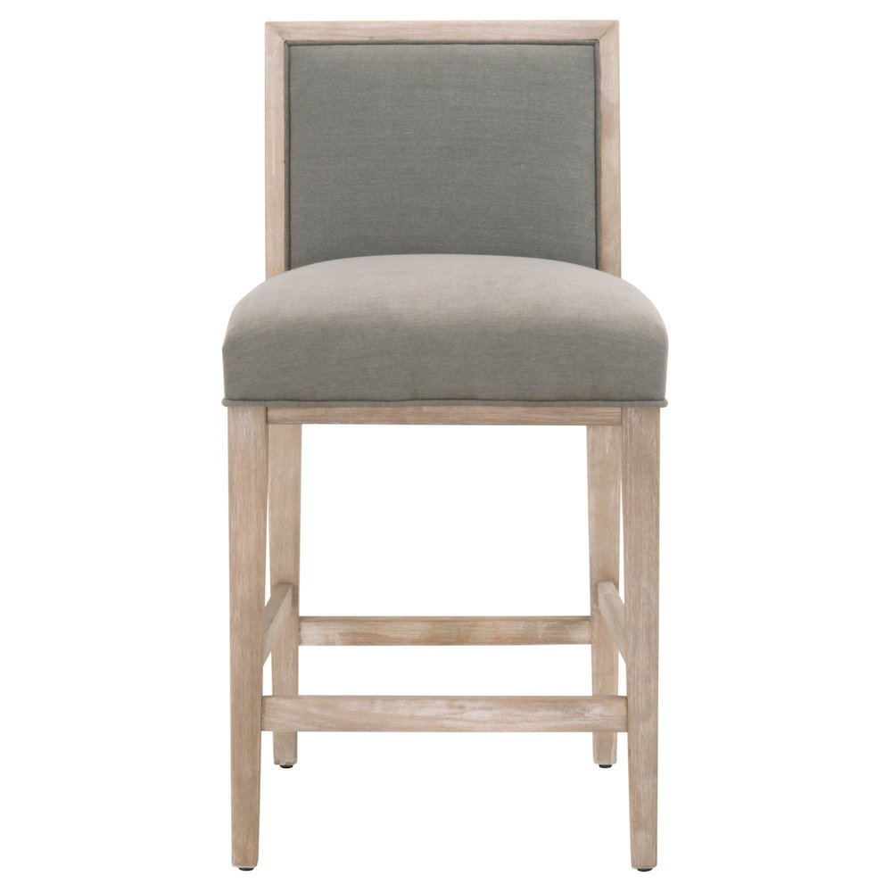 Gray Task Stool 2-Piece Set, Upholstered, Rubberwood Frame