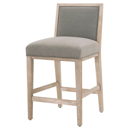 Gray Task Stool 2-Piece Set, Upholstered, Rubberwood Frame