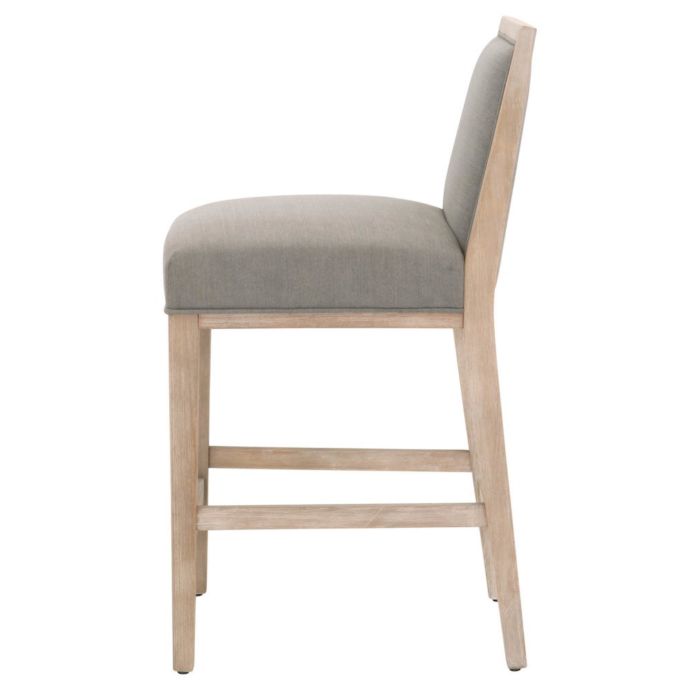 Gray Task Stool 2-Piece Set, Upholstered, Rubberwood Frame