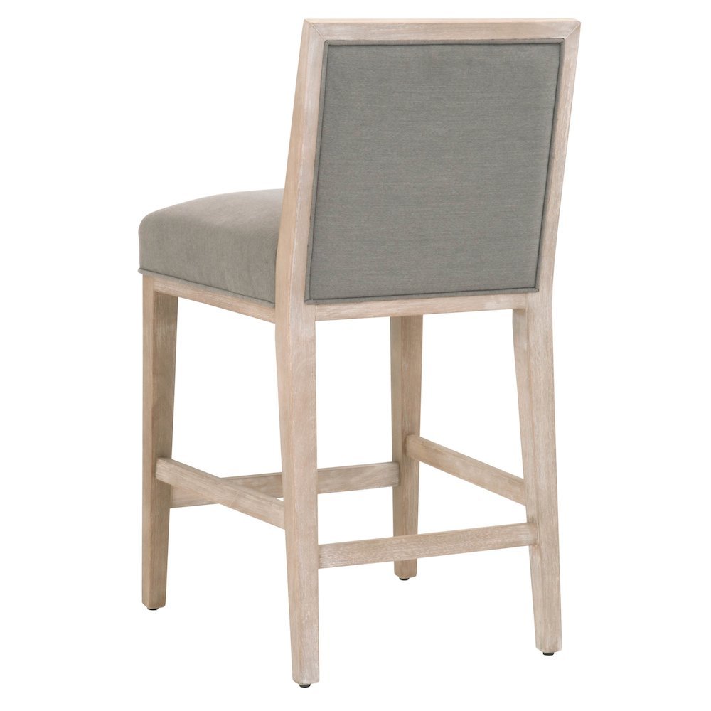 Gray Task Stool 2-Piece Set, Upholstered, Rubberwood Frame