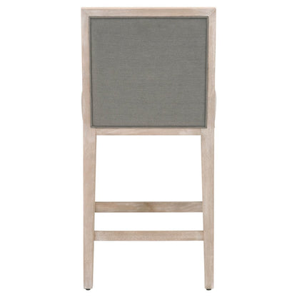Gray Task Stool 2-Piece Set, Upholstered, Rubberwood Frame