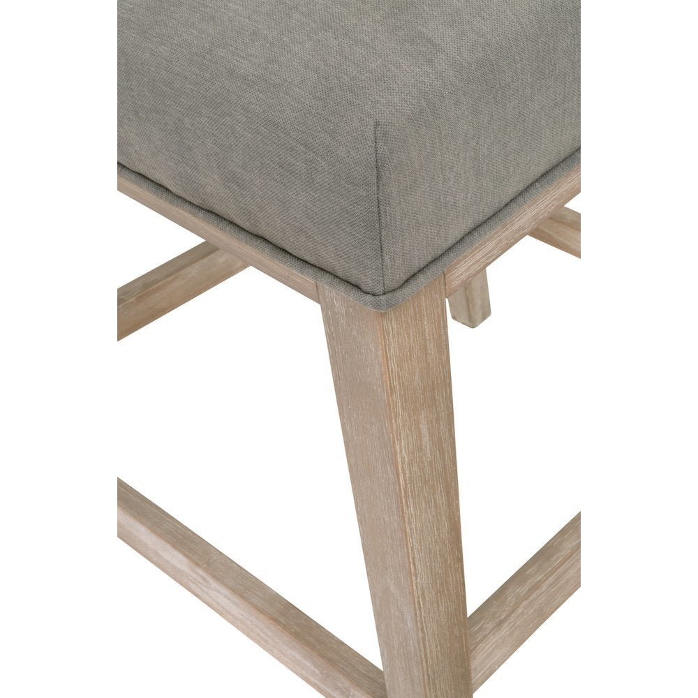 Gray Task Stool 2-Piece Set, Upholstered, Rubberwood Frame