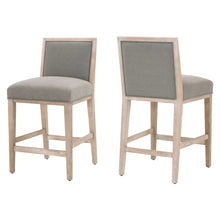 Gray Task Stool 2-Piece Set, Upholstered, Rubberwood Frame