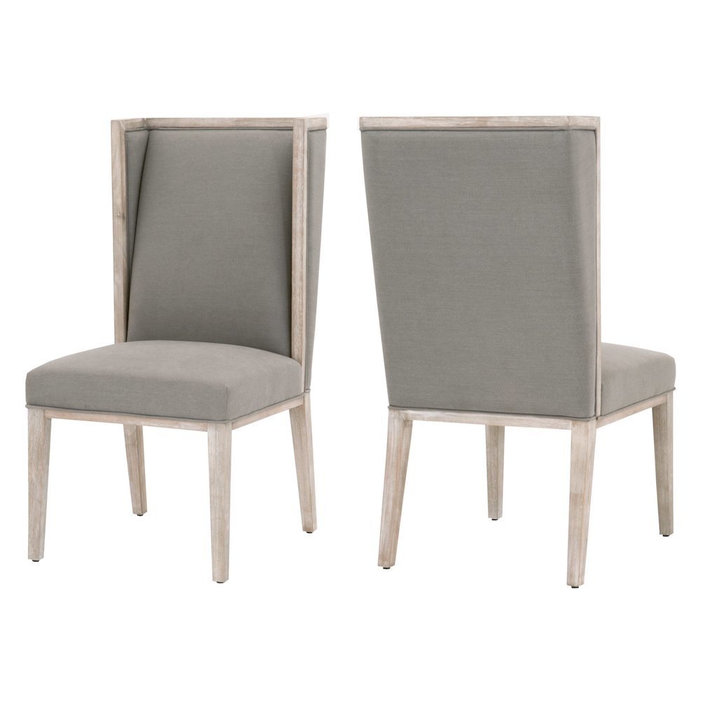 Gray Wing Dining Chair 2-Piece Set, Upholstered, Wood Frame