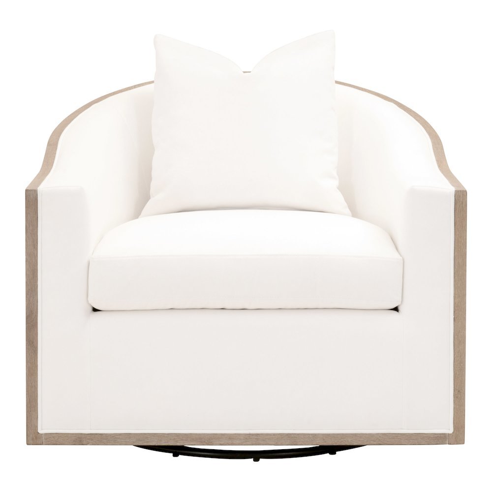 Swivel Club Chair White, Reversible Cushion, 360 Motion