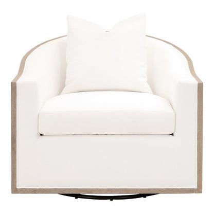 Swivel Club Chair White, Reversible Cushion, 360 Motion