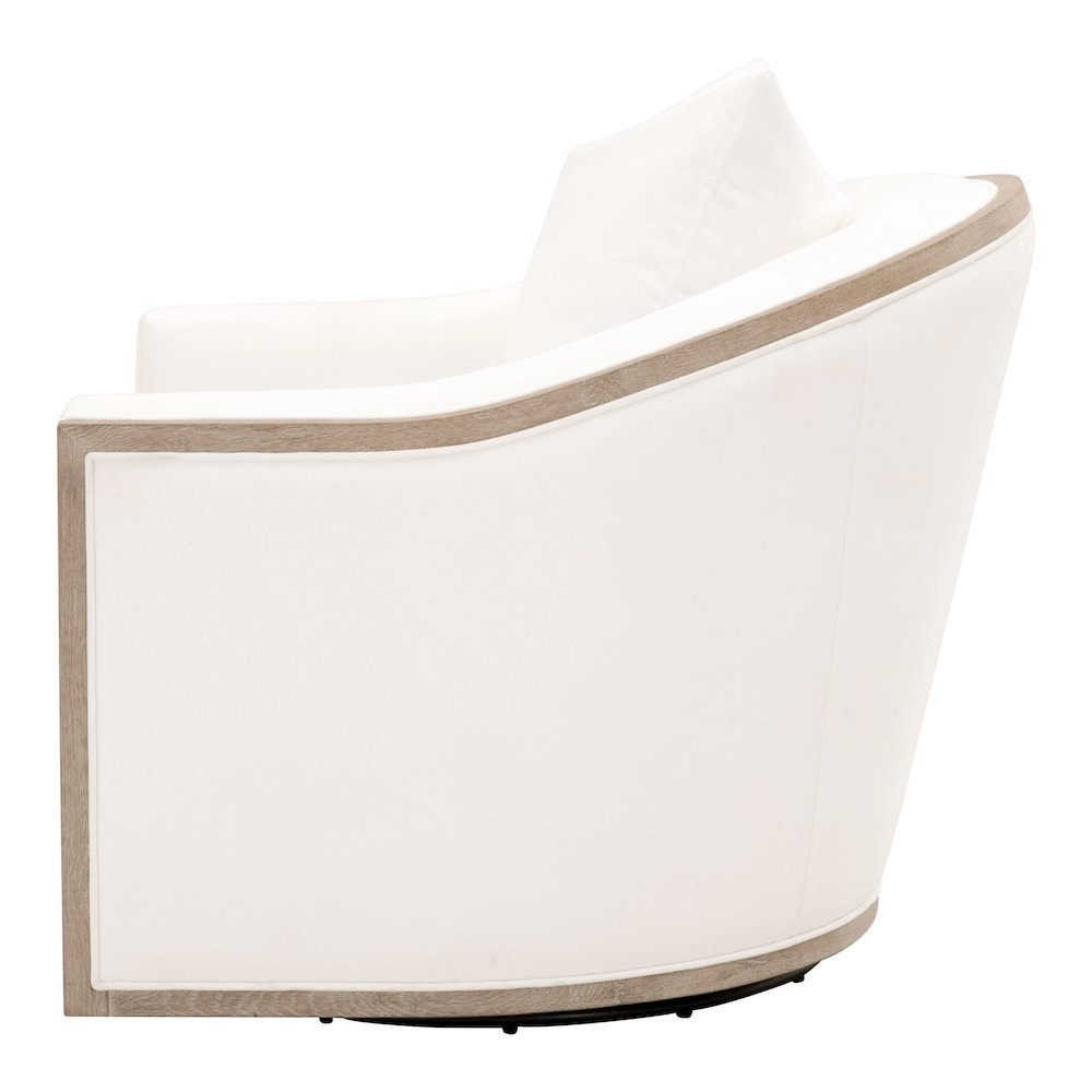 Swivel Club Chair White, Reversible Cushion, 360 Motion