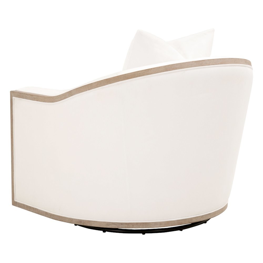 Swivel Club Chair White, Reversible Cushion, 360 Motion