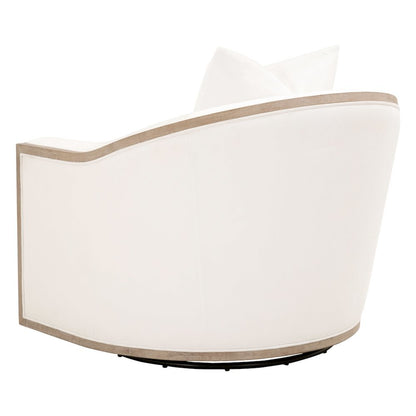 Swivel Club Chair White, Reversible Cushion, 360 Motion