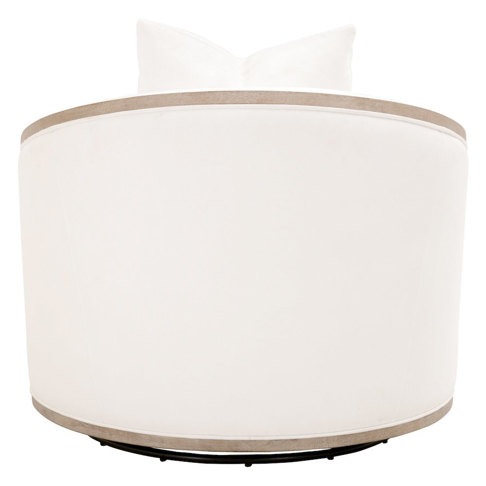 Swivel Club Chair White, Reversible Cushion, 360 Motion