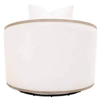 Swivel Club Chair White, Reversible Cushion, 360 Motion