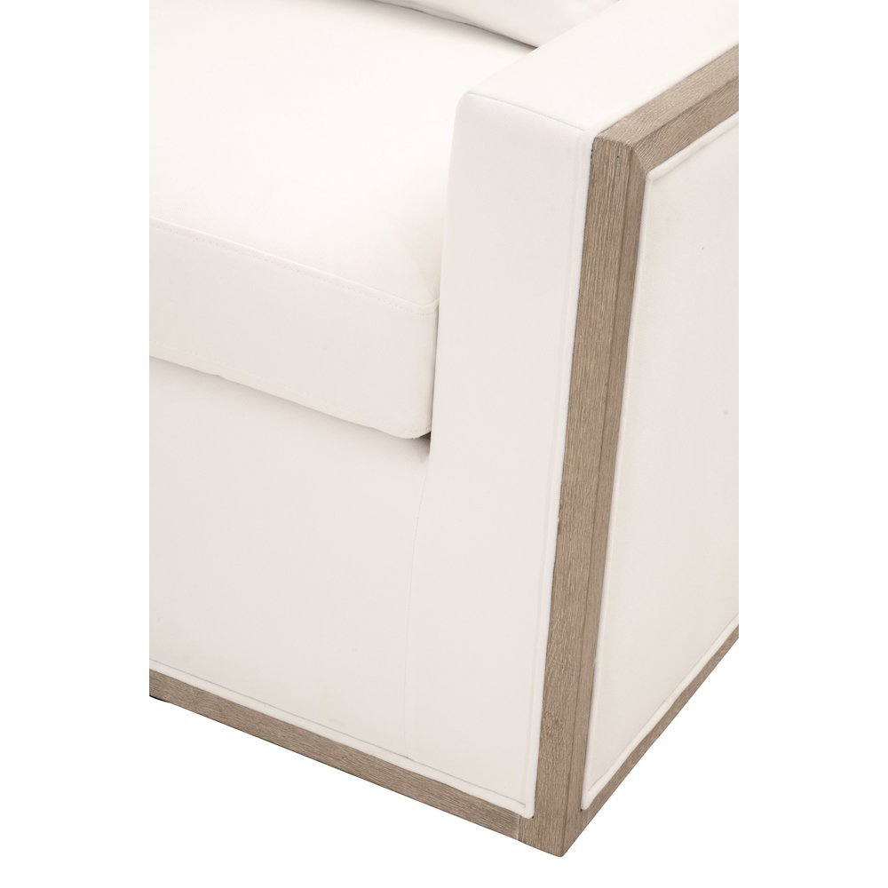 Swivel Club Chair White, Reversible Cushion, 360 Motion