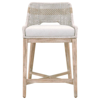 Gray Counter Stool with Mahogany Frame – Counter Height Chair Bar Seat