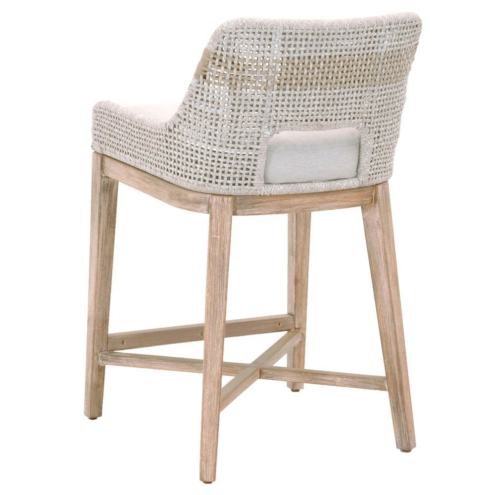Gray Counter Stool with Mahogany Frame – Counter Height Chair Bar Seat