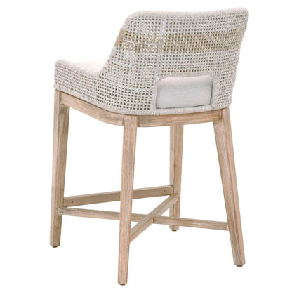Gray Counter Stool with Mahogany Frame – Counter Height Chair Bar Seat