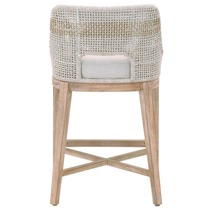 Gray Counter Stool with Mahogany Frame – Counter Height Chair Bar Seat